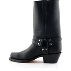Men's Grinders Harness Hi Western Cowboy Leather Boots with Leather Sole - Black