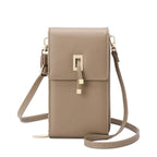 Women's Long & Son Multi Compartment Crossbody Phone Bag Q-010 - Beige