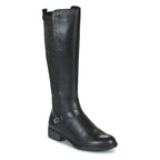 Women's Tamaris 1-25511-27 Flat Leather Knee High Boots - Black 001