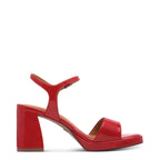 Women's Tamaris 1-28342-44 Flared Heeled Sandals K 21 - Red Patent