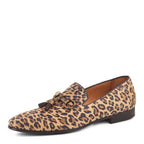 Men's Eye Leopard Print Leather Slipper Shoes M 44 - Brown Leopard