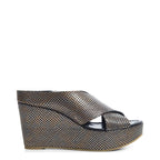Women's EYE Cross Over Leather Wedge Mule Sandals G 99 - Bronze