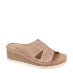 Women's Shoes By Emma Udaipur Laser Cut Flower Wedge Mule Sandals - Pink