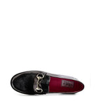Women's VITELO Pearlised Leather and Horse Hair with Horse Bit Trim Loafer Shoes G 129 - Black
