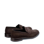 Men's John White Banff Leather Penny Loafer Shoes - Brown Suede