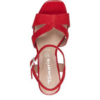 Women's Tamaris 1-28309-42 Strappy Leather Heeled Sandals - Red