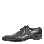Men's Eye Croc Print Leather Monk Shoes 5480 PC 11 - Black