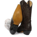 Men's Grinders Carolina Crocodile Leather Cowboy Western Mid-Calf Boots - Brown
