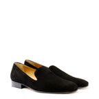 Men's VITELO Leather Suede Slip On Slipper Shoes M 50 - Black