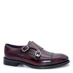 Men's Holborn Jermyn Double Monk Strap Leather Shoes - Burgundy
