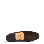 Men's VITELO Ostrich Print Leather Slipper Shoes M 50 - Black Ostrich