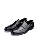 Men's John White Banff Leather Penny Loafer Shoes - Black