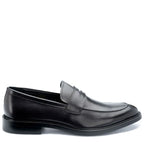 Men's John White Banff Leather Penny Loafer Shoes - Black