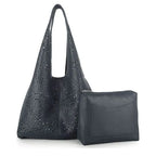 Women's Long & Son Mesh Summer Beach & Shopping Tote Handbag J69010 - Navy