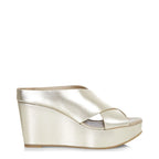 Women's EYE Cross Over Leather Wedge Mule Sandals G 99 - Gold