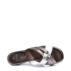Women's Lucia Cross Strap Mid Wedge Mule Sandals - Silver