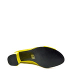Women's EYE Cross Over Block Heel Leather Mule Sandals L 47 - Yellow Patent