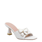 Women's CIARA Toni Butterfly Trim Mid Flared Heel Mules - White