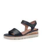 Women's Tamaris 1-28203-42 Wedge Heeled Leather Sandals K 13 - Navy Comb