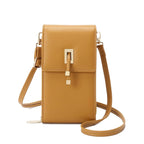 Women's Long & Son Multi Compartment Crossbody Phone Bag Q-010 - Mustard