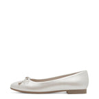 Women's Tamaris 1-22105-44 Vegan Ballet Flat Pump Shoes K 19 - Pearl White