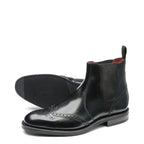 Men's Loake Hoskins Brogue Calf Leather Chelsea Boots - Black