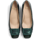 Women's Eye Croc Print Leather Court Shoes G 133 - Green