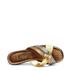 Women's Lucia Cross Strap Mid Wedge Mule Sandals - Gold