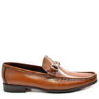 Men's VITELO Snaffle Trimmed Scotch Grain Leather Loafer Shoes M 32 - Tan