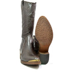 Women's PEDRO MIRALLES Western Anaconda Snake Print Leather Boots 21069 - Brown
