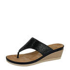 Women's Cipriata L238 Sandra Toe Post Diamante Wedge Sandals - Black