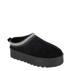 Women's Cipriata L570 Danilla Braided Cuff Platform Mule with Faux Fur Lining - Black