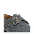 Men's VITELO Ostrich Print Leather Monk Shoes M 57 - Grey
