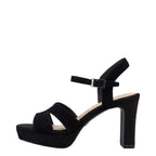 Women's Tamaris 1-28309-42 Strappy Leather Heeled Sandals - Black