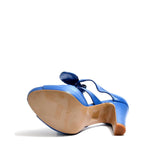 Women's EYE Strappy High Heel Tie-Up Leather Sandals L 34 - Royal Blue