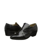 Men's MONTECATINI Cuban Heel Reptile Leather Slip-On Shoes - Black