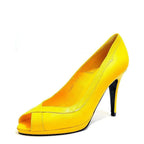 Women's EYE Peep-Toe High Heel Court Shoes F 112 - Yellow