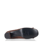 Women's EYE Fringe Trim Block Heel Leather Loafer Shoes G 91 - Brown Suede