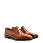 Men's EYE Lizard and Ostrich Print Leather Slip-On Shoes M 13 - Tan