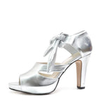 Women's EYE Strappy High Heel Tie-Up Leather Sandals L 34 - Silver