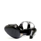 Women's EYE Strappy High Heel Leather Sandals L 40 - Black Patent