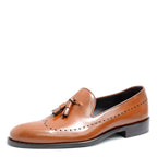 Men's VITELO Tassel Polished Leather Loafer Shoes TS 460 - Tan