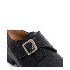 Men's VITELO Ostrich Print Leather Monk Shoes M 57 - Black