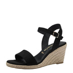 Women's Tamaris 1-28300-42 Vegan Espadrille Wedge Sandals - Black