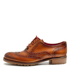 Women's VITELO Brogue Leather Lace-Up Shoes G 104 - Tan