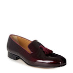 Men's VITELO Tassle Leather Slipper Shoes PC 8 - Burgundy Patent