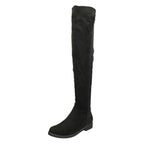 Women's SPOT-On Flat Over The Knee Microfibre Long Boots - Black