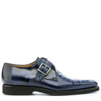 Men's Eye Croc Print Leather Monk Shoes 5480 PC 11 - Blue