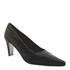 Women's EYE Mid Heel Leather Court Shoes F 73 - Black Snake