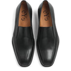 Men's Eye Plain Tramline Leather Loafer Shoes 4973 M 49 - Black